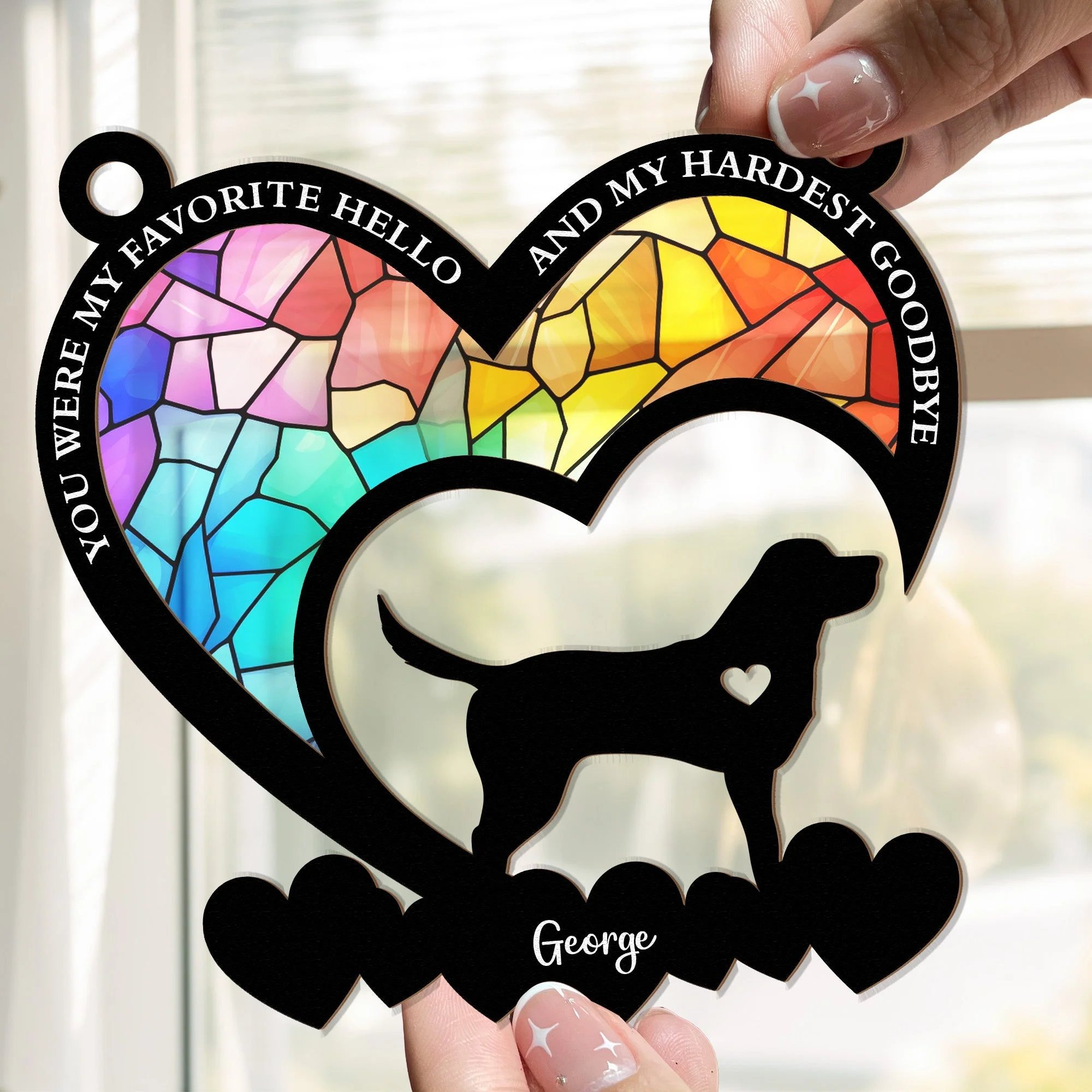 You Were My Favorite Hello – Dog Memorial Wood and Acrylic Layered Ornament - Image 5