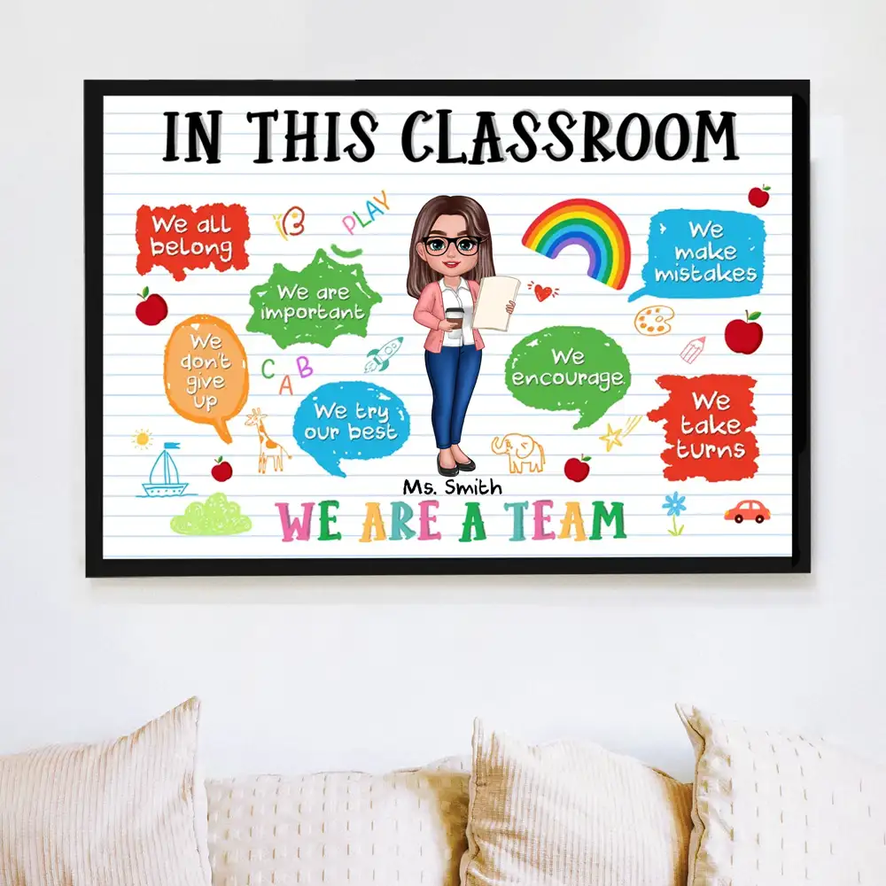 In This Classroom We Are a Team – Personalized Teacher Poster - Image 3