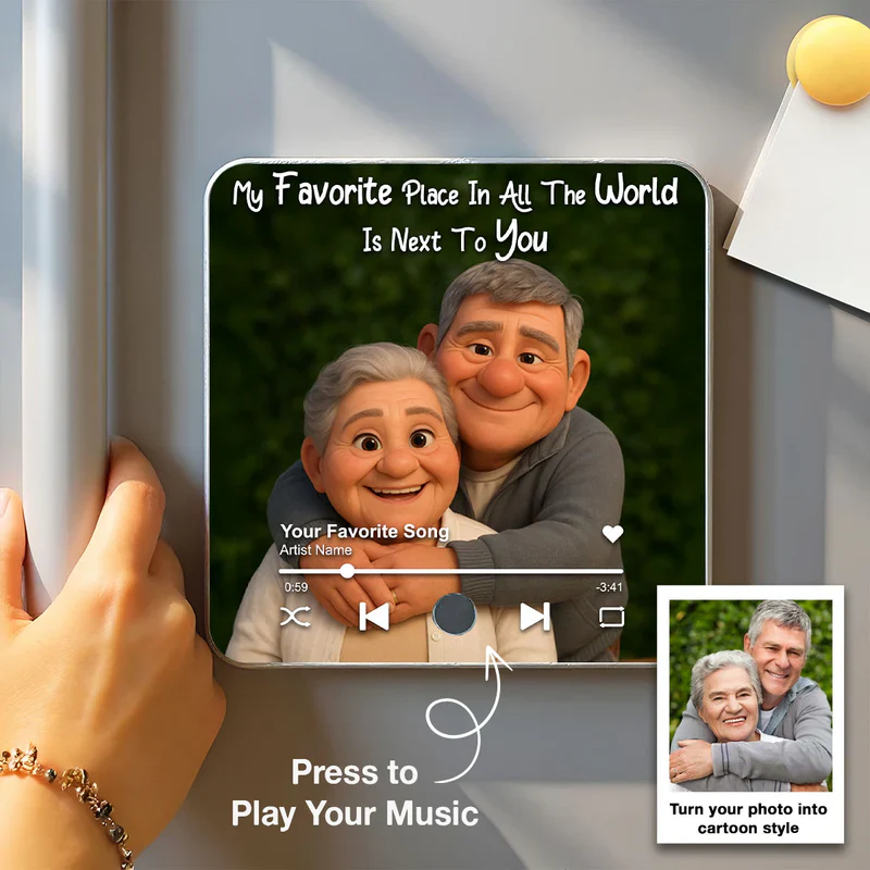 Pixar-Style Personalized Acrylic Music Fridge Magnet - Anniversary Gift For Couple - Image 3