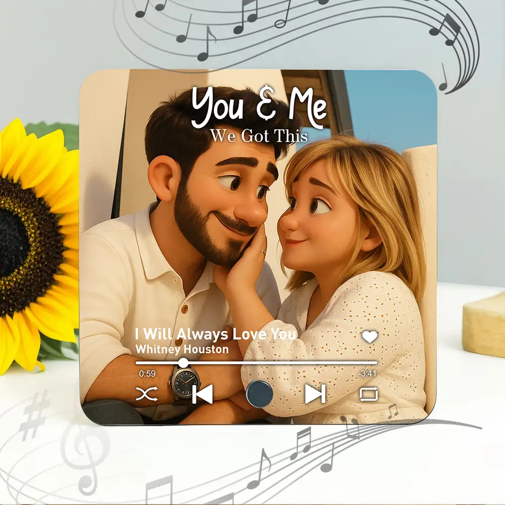 Pixar-Style Personalized Acrylic Music Fridge Magnet - Anniversary Gift For Couple - Image 4