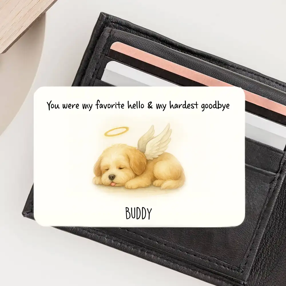 Sleeping Angel Puppy Wallet Card – You Were My Favorite Hello, My Hardest Goodbye, Custom Pet Loss Gift - Image 2
