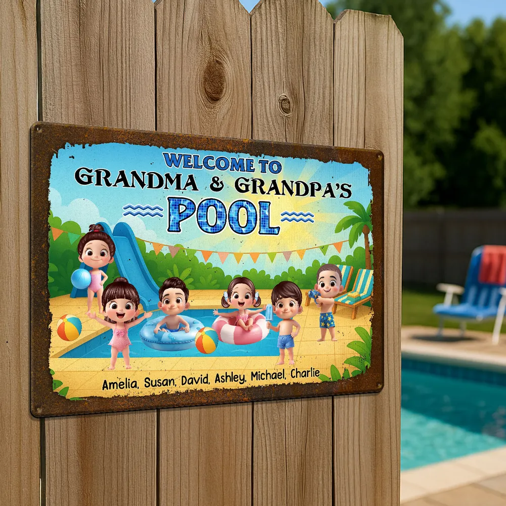 Personalized Rectangular Iron Sign for Family Pool - Image 5