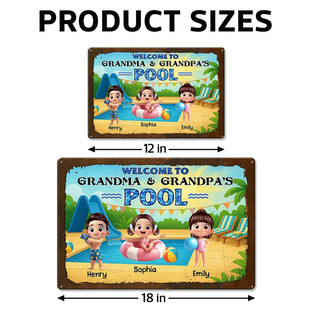 Personalized Rectangular Iron Sign for Family Pool - Image 9