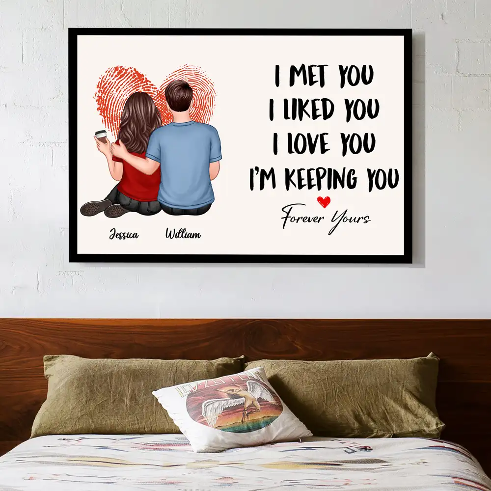I Met You, I Liked You, I Love You, I’m Keeping You – Finger-Print Heart Custom Poster - Image 2