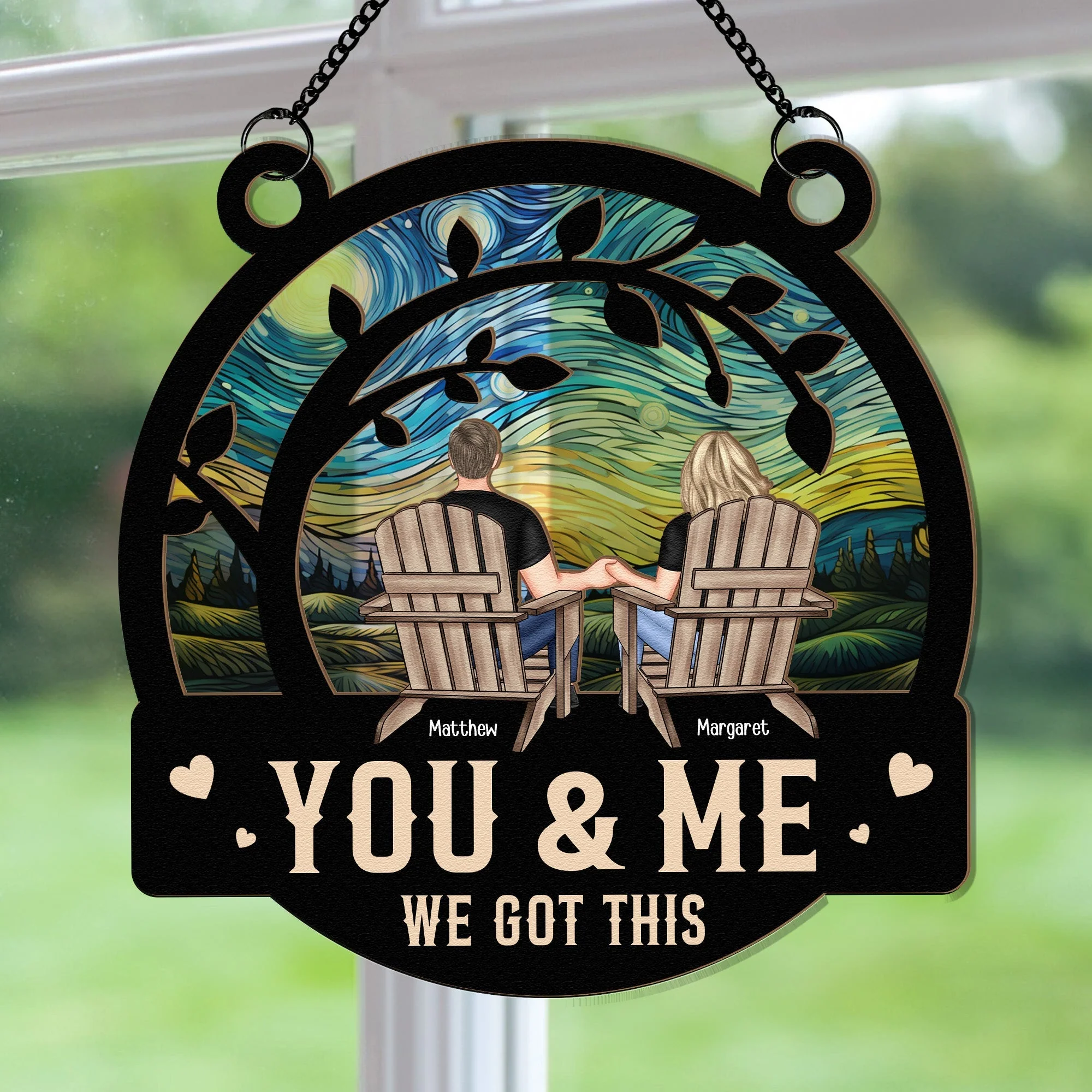 YOU & ME – We Got This ♥ Double-Layer Wood & Acrylic Ornament, Romantic Window Hanging Gift for Couples - Image 3
