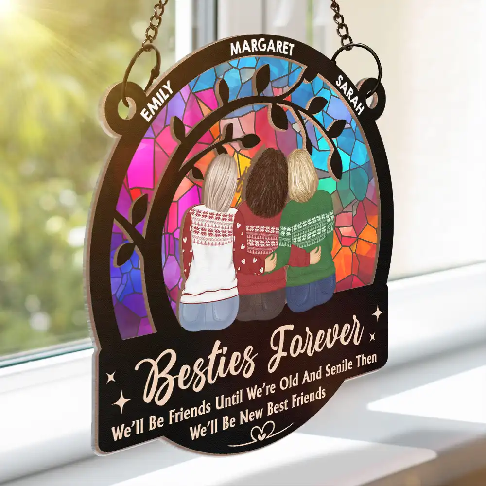 “Besties Forever” Layered Wood & Acrylic Sun-Catcher – Custom Friend Names - Image 6