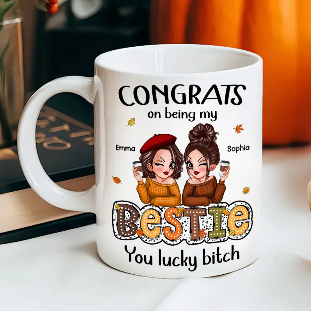 Congrats On Being My Besties Fall Season Gift, Personalized Mug - Image 4