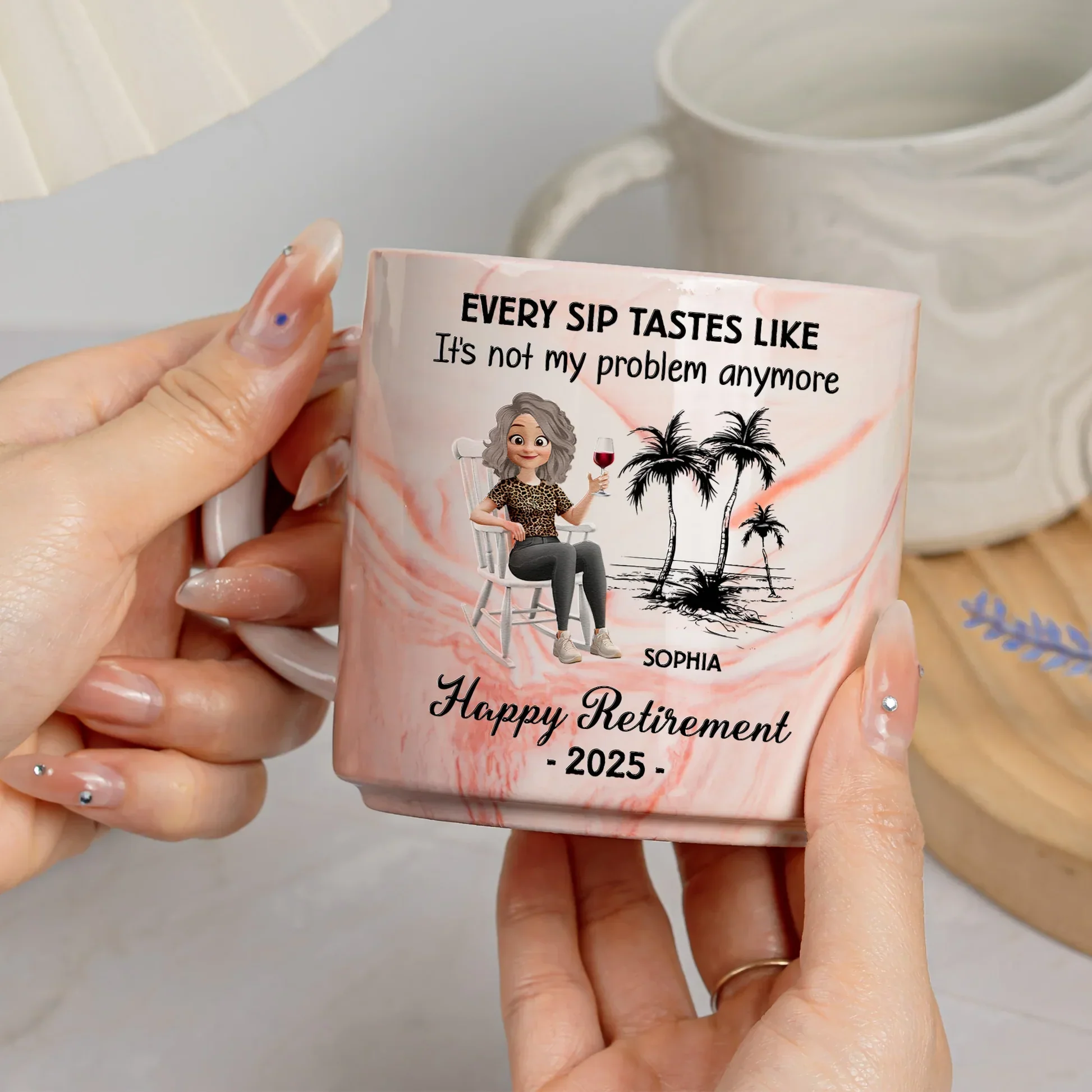 Every Sip Tastes Like It's Not My Problem Anymore - Personalized Marble Mug - Image 3