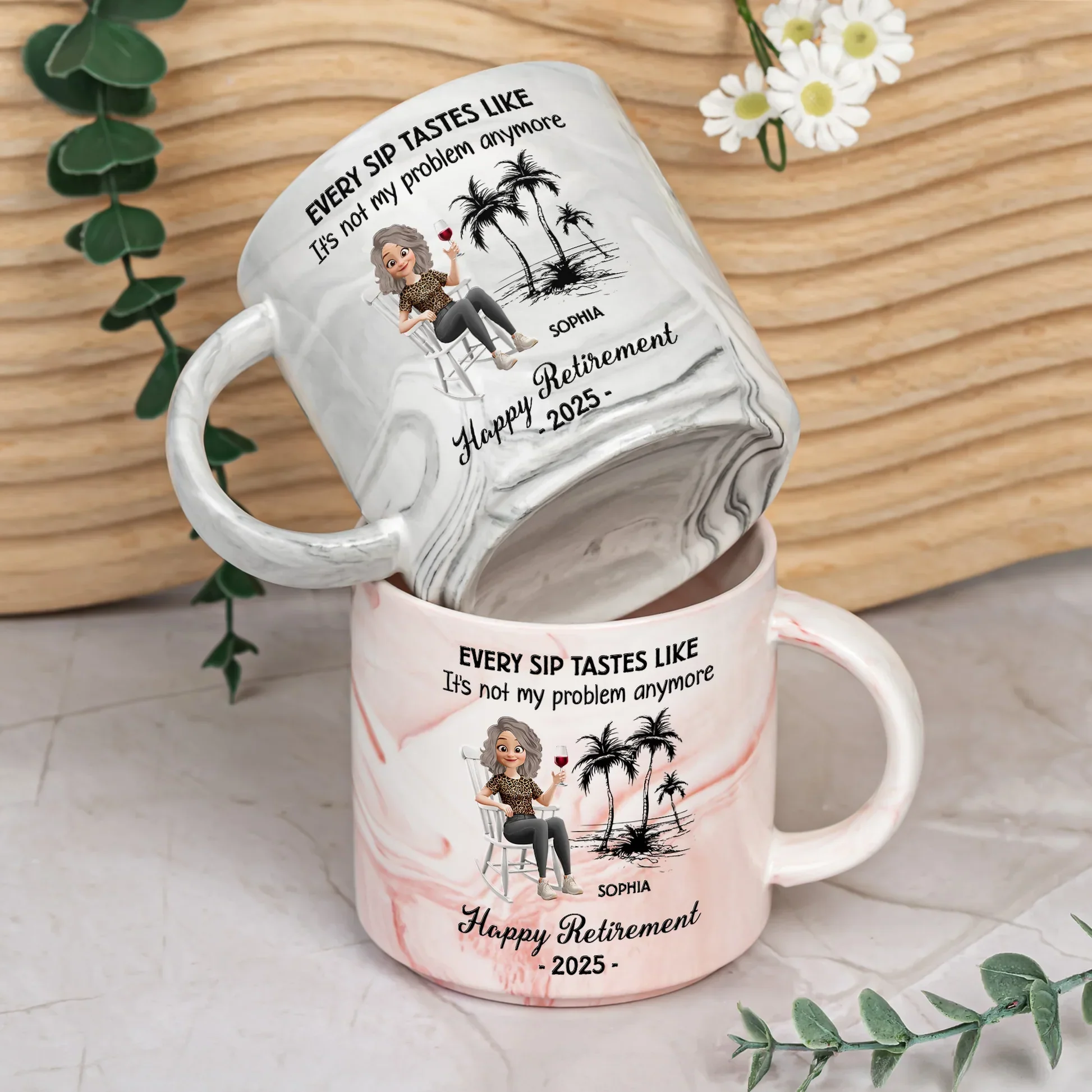 Every Sip Tastes Like It's Not My Problem Anymore - Personalized Marble Mug - Image 4