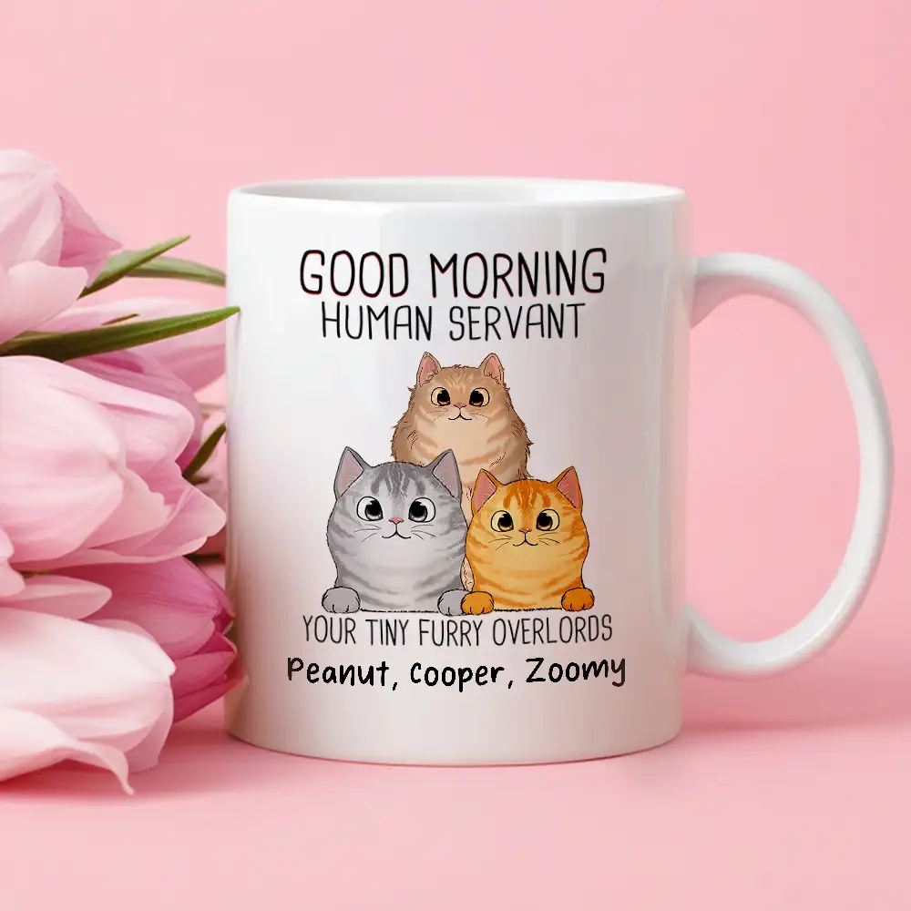 “Good Morning, Human Servant” Custom Cat Name Mug – Furry Overlord Edition - Image 3