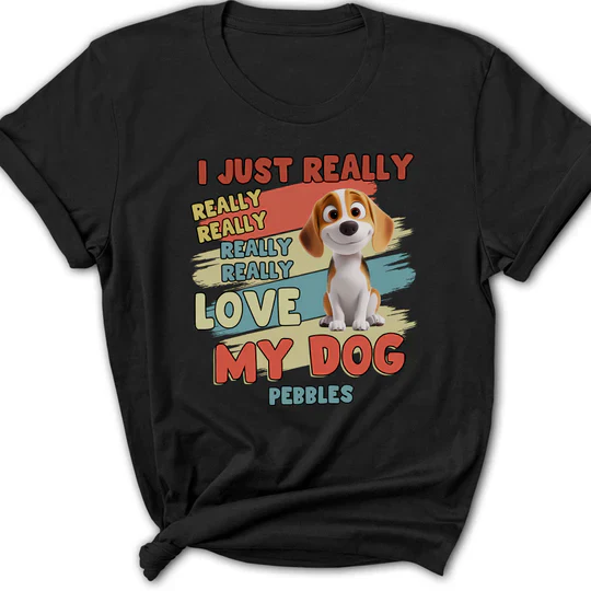 I Just Really Really Love My Dogs – Personalized Dog Lover Classic Tee With Cartoon Dogs and Names - Image 3