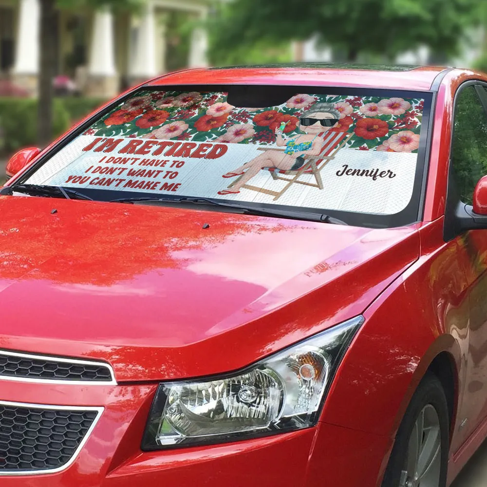 Retired Women Tropical Floral Car Sunshade Gift - Image 4