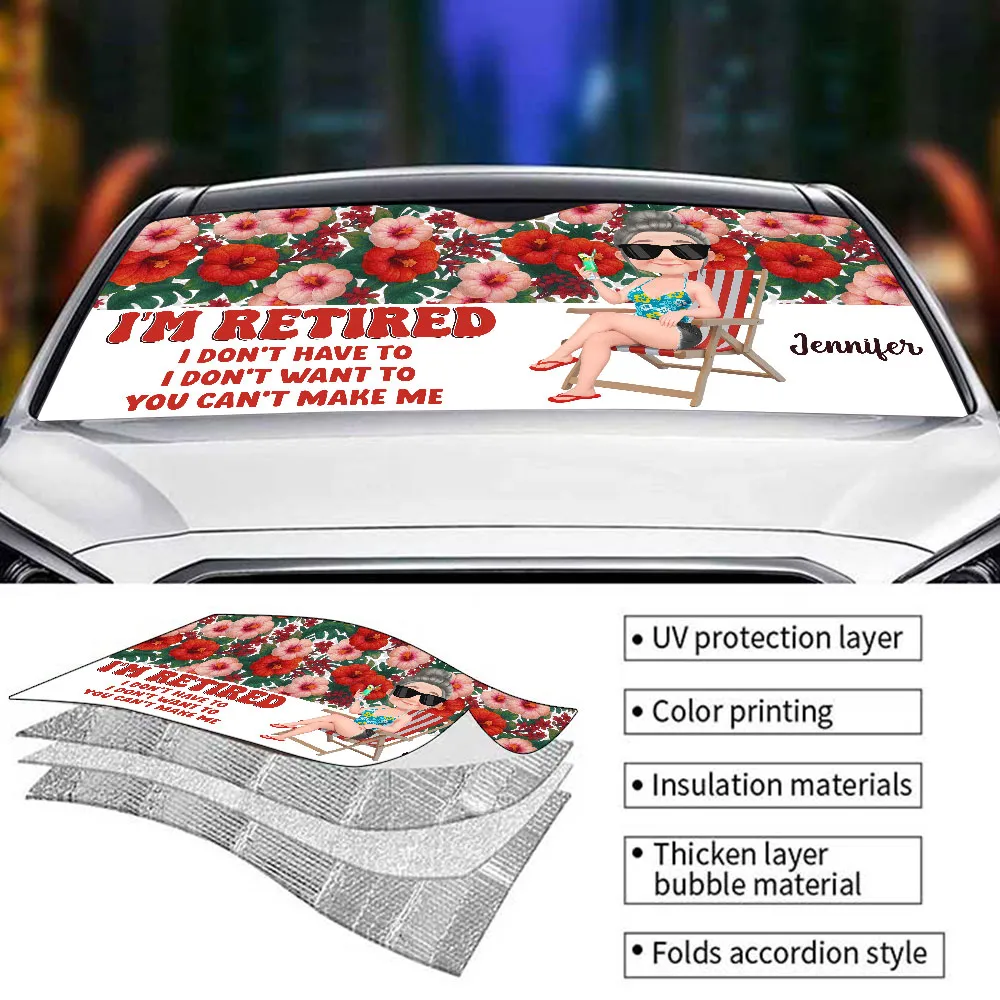 Retired Women Tropical Floral Car Sunshade Gift - Image 6