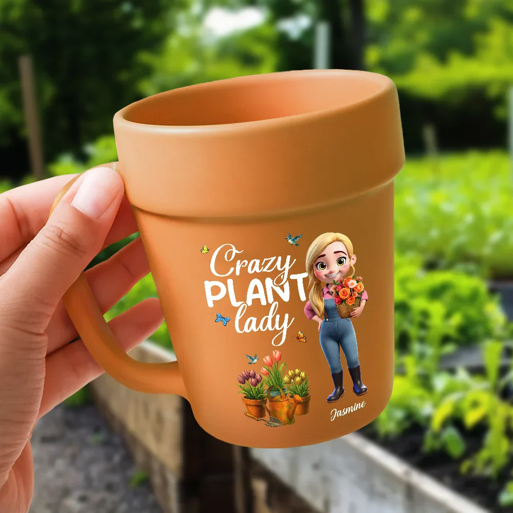 “Just a Girl Who Loves Gardening” Plant Pot Mug with Spoon – Custom Gardener - Image 7