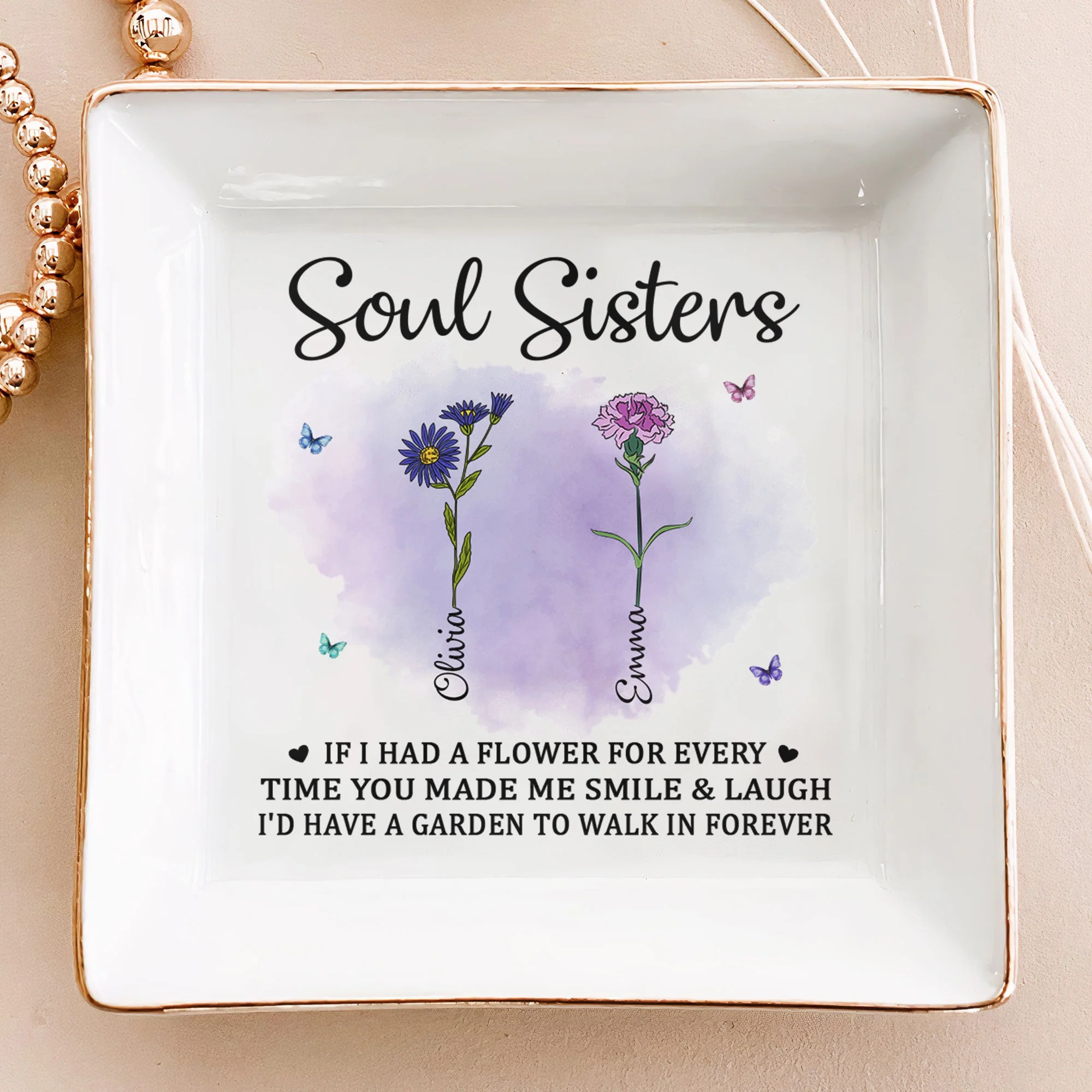 If I Had A Flower For Every Smile β Custom Jewelry Dish, Sentimental Gift For Best Friend Or Soul Sister - Image 3