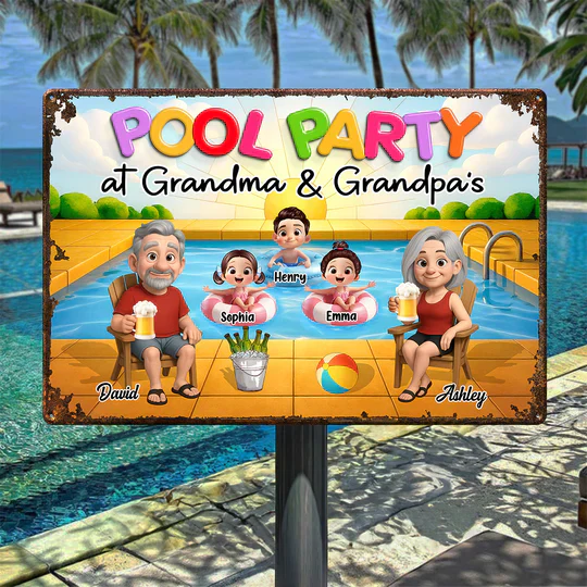 “Welcome to Grandpa & Grandma’s Pool” Custom Rectangular Iron Sign - Image 12