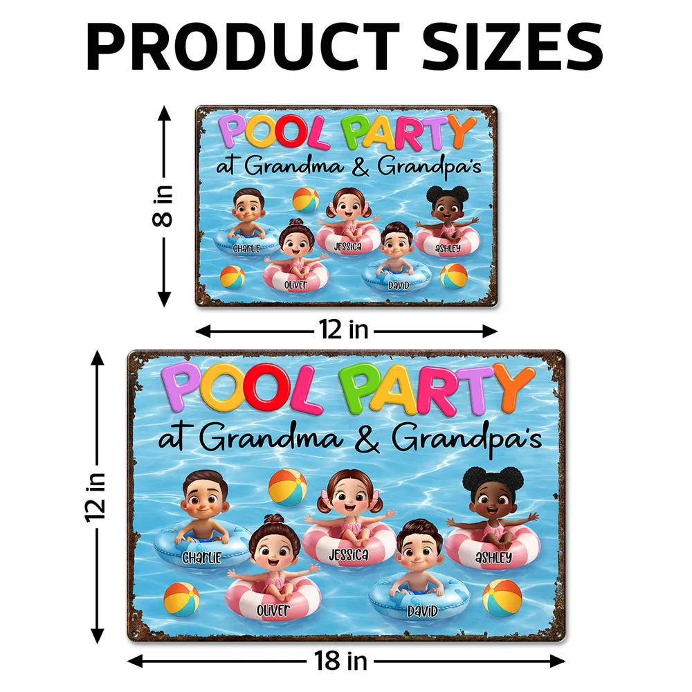 “Welcome to Grandpa & Grandma’s Pool” Custom Rectangular Iron Sign - Image 3