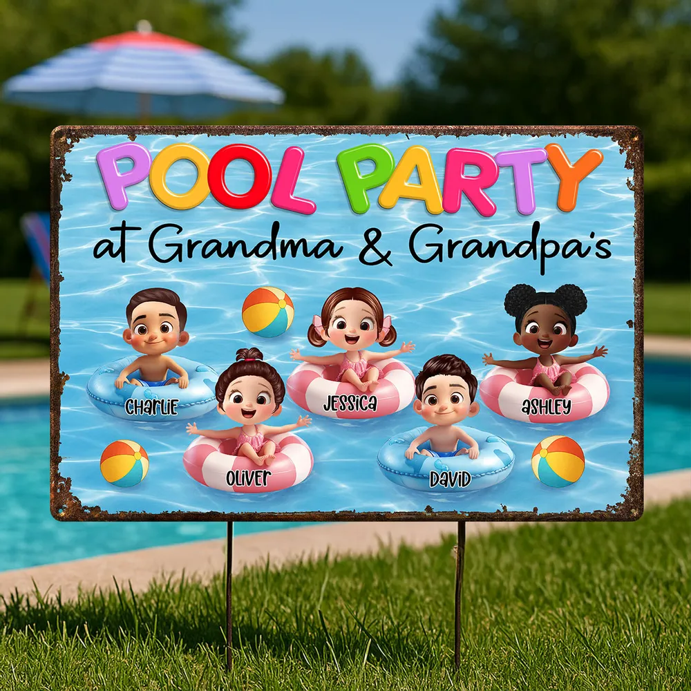 “Welcome to Grandpa & Grandma’s Pool” Custom Rectangular Iron Sign - Image 8