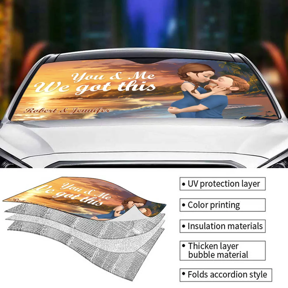 Personalized “You & Me, We Got This” Car Sun Shade for Couples - Image 3