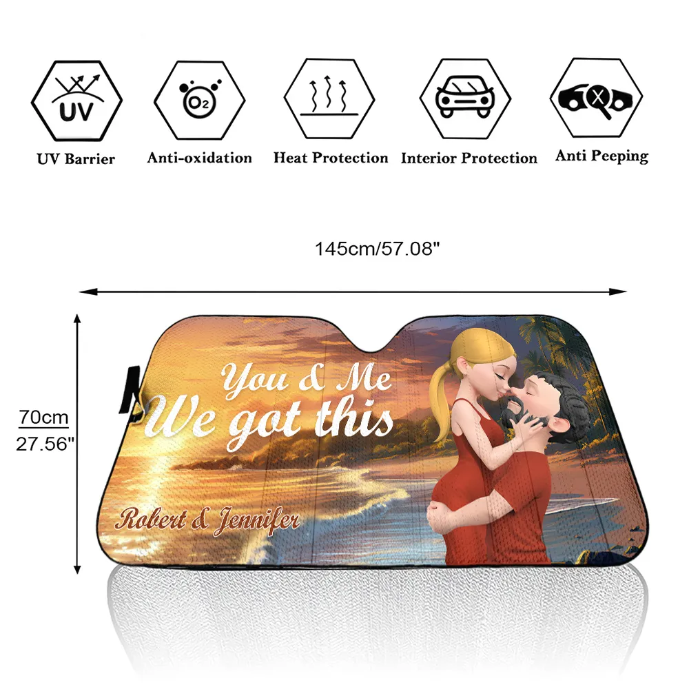 Personalized “You & Me, We Got This” Car Sun Shade for Couples - Image 6