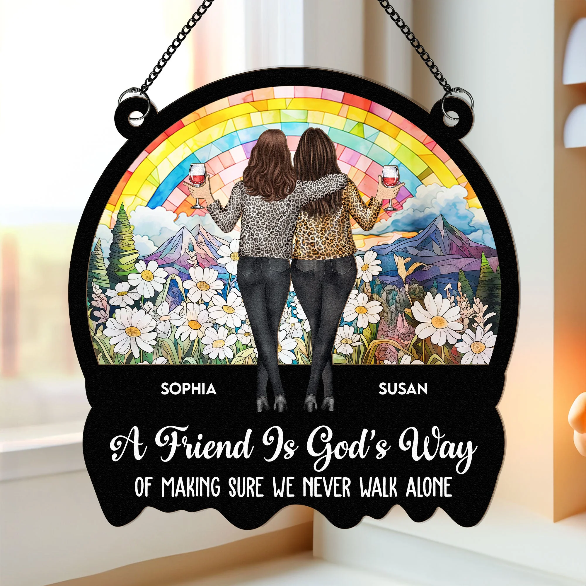 Rainbow Meadow Bestie Ornament – “A Friend Is God’s Way” - Image 3