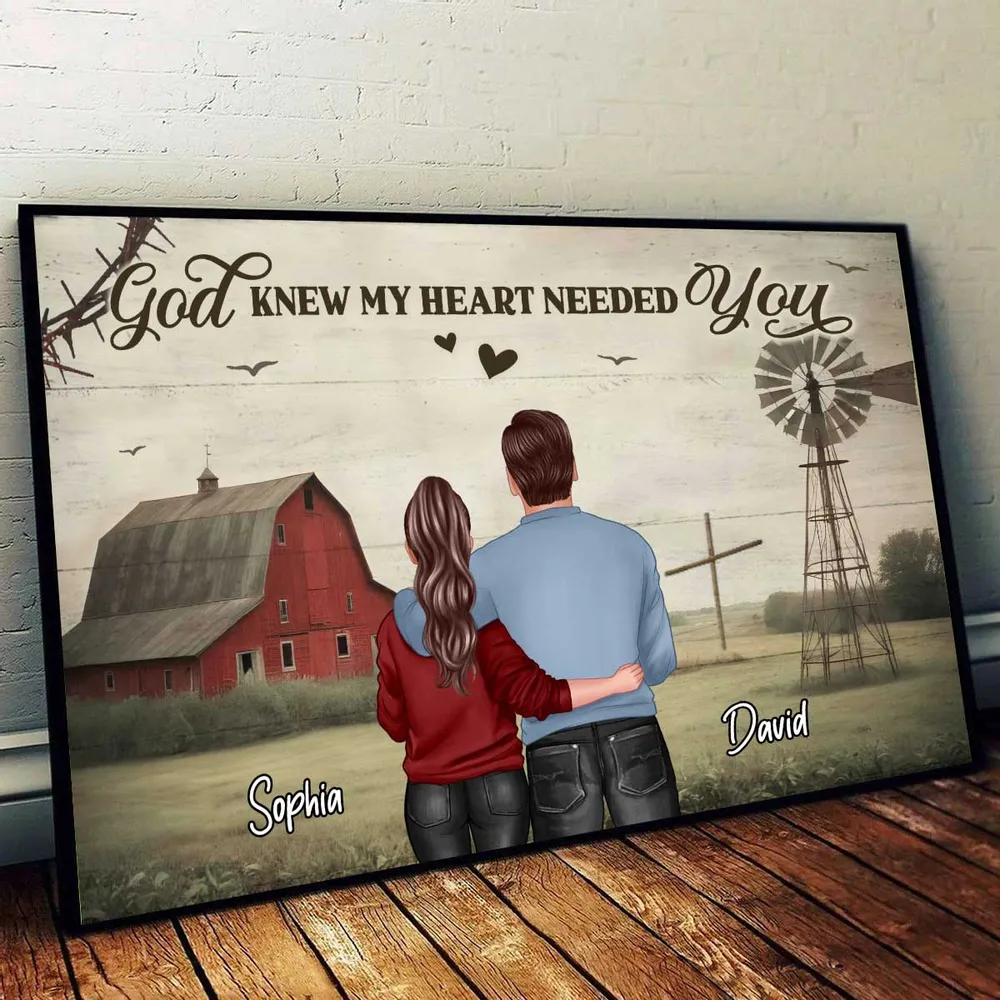 “God Knew My Heart Needed You” Custom Couple Poster Gift for Loved Ones