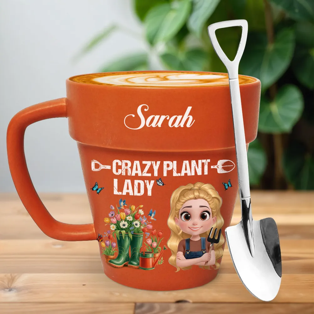 Crazy Plant Lady Personalized Plant Pot Mug – Cute Custom Gift for Gardeners - Image 3