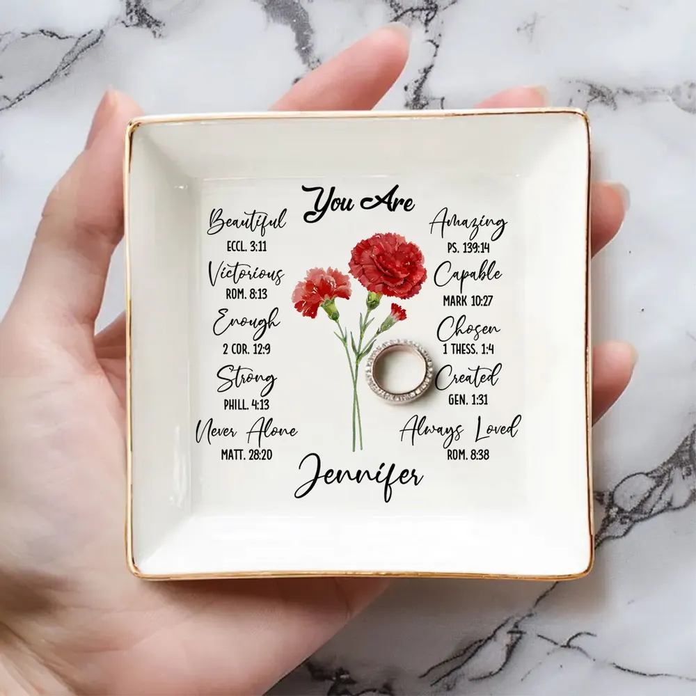 You Are Ceramic Jewelry Dish with Bible Verses – Personalized Christian Gift for Sister or Friend - Image 3