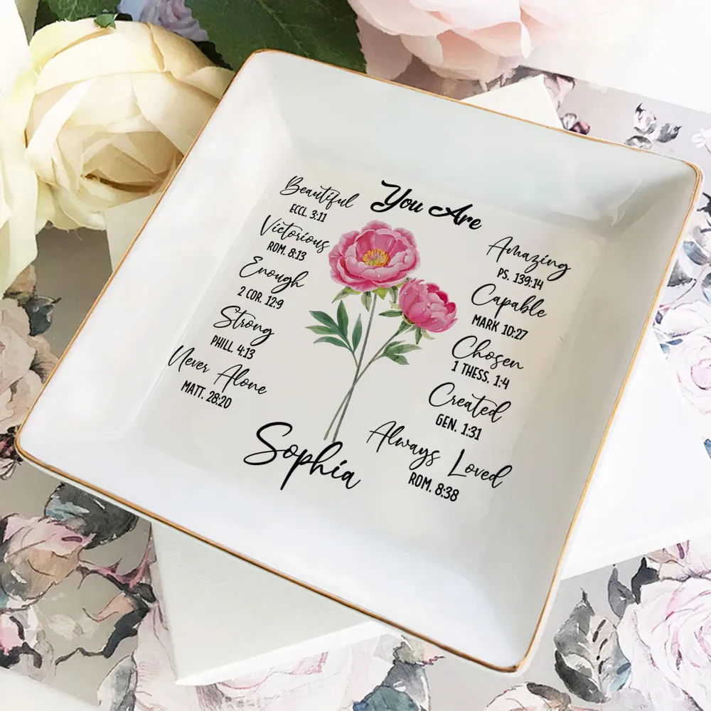 You Are Ceramic Jewelry Dish with Bible Verses – Personalized Christian Gift for Sister or Friend - Image 7