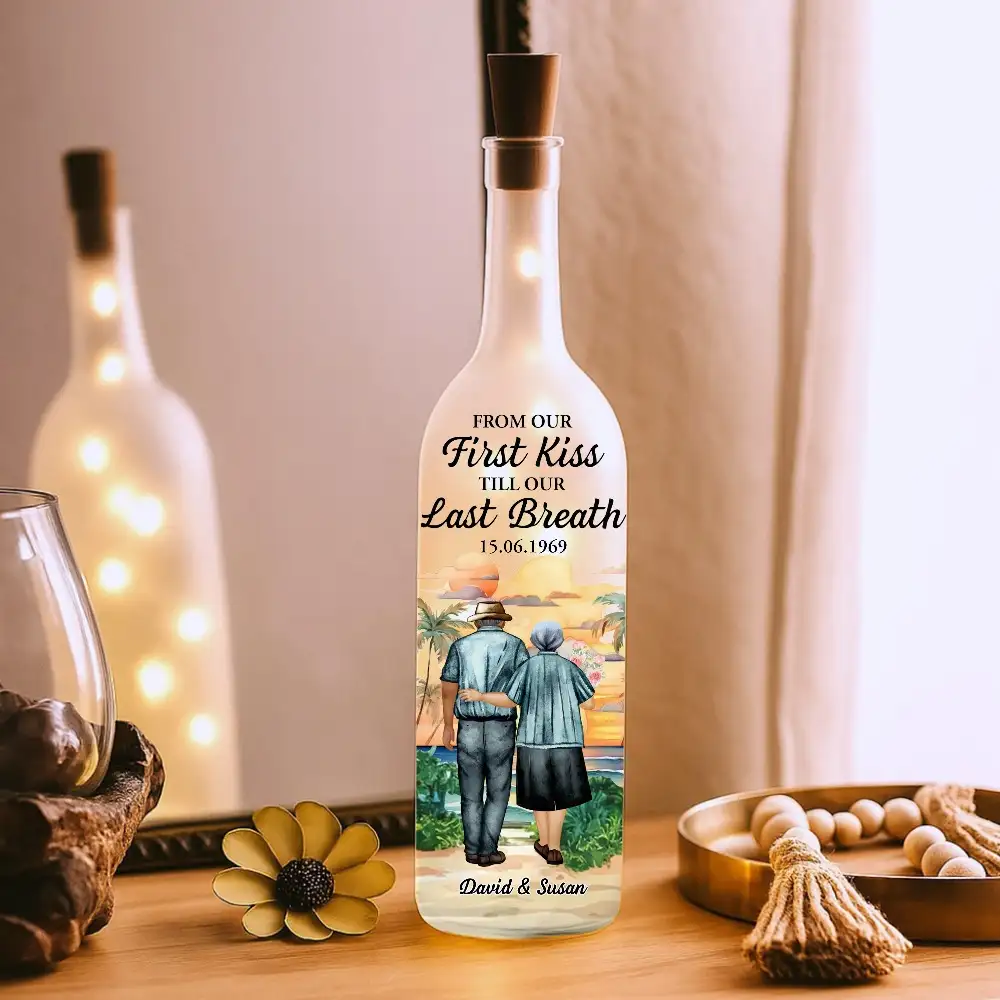 From Our First Kiss Till Our Last Breath – Personalized Bottle Lamp Gift for Couples - Image 3