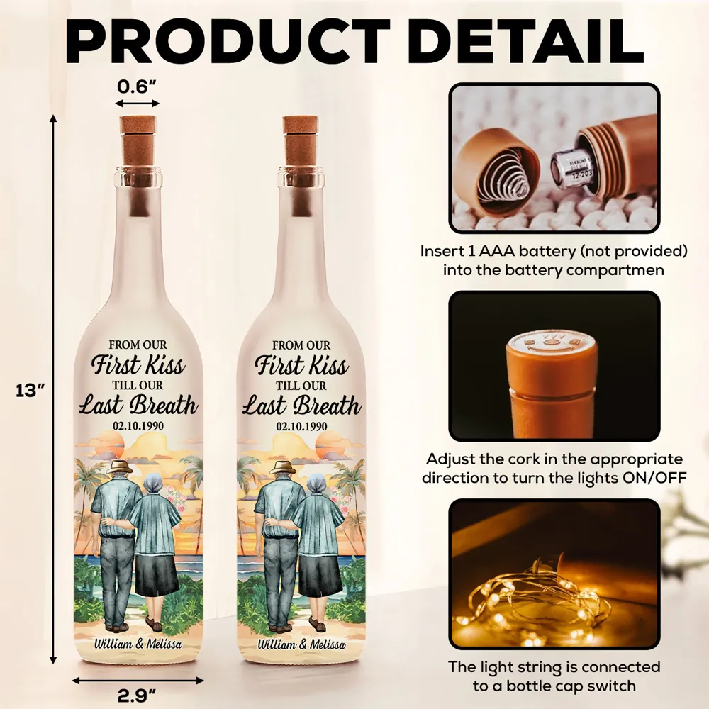 From Our First Kiss Till Our Last Breath – Personalized Bottle Lamp Gift for Couples - Image 4
