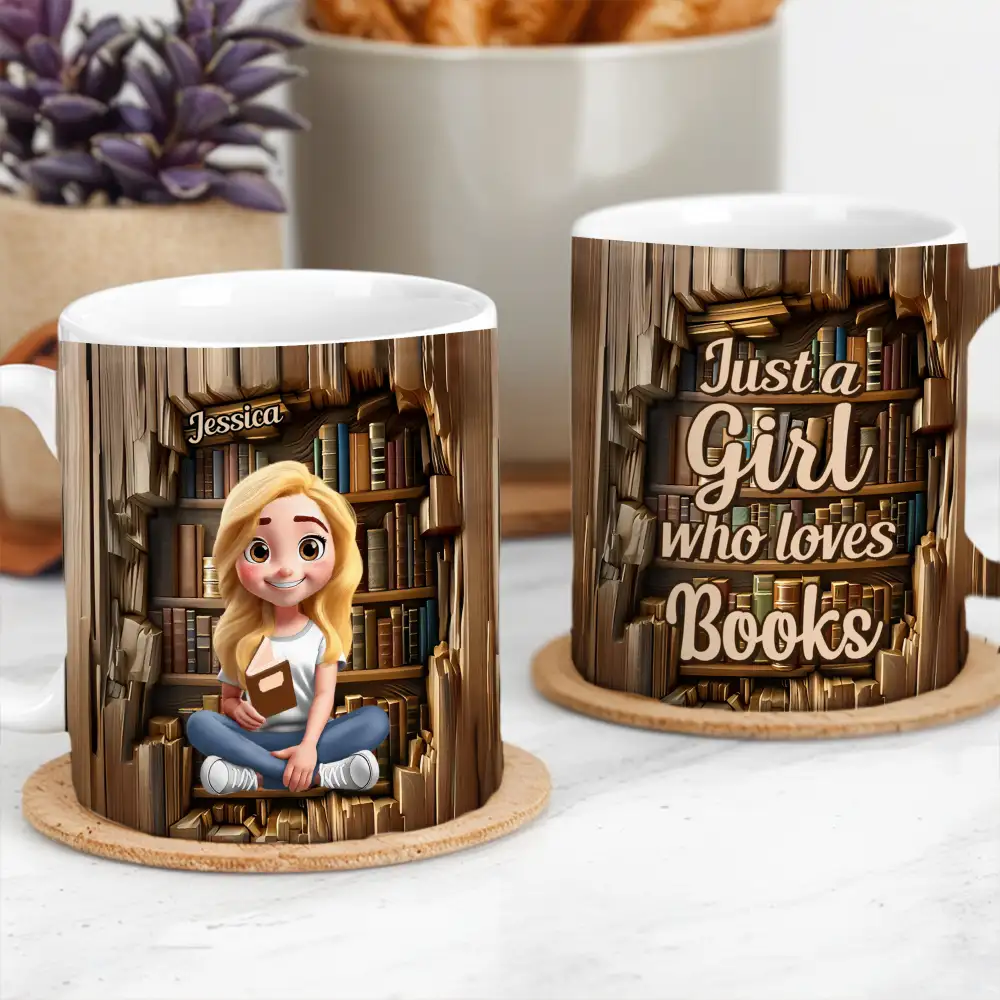 Bookish Bliss – Just a Girl Who Loves Books Reader’s Mug - Image 2