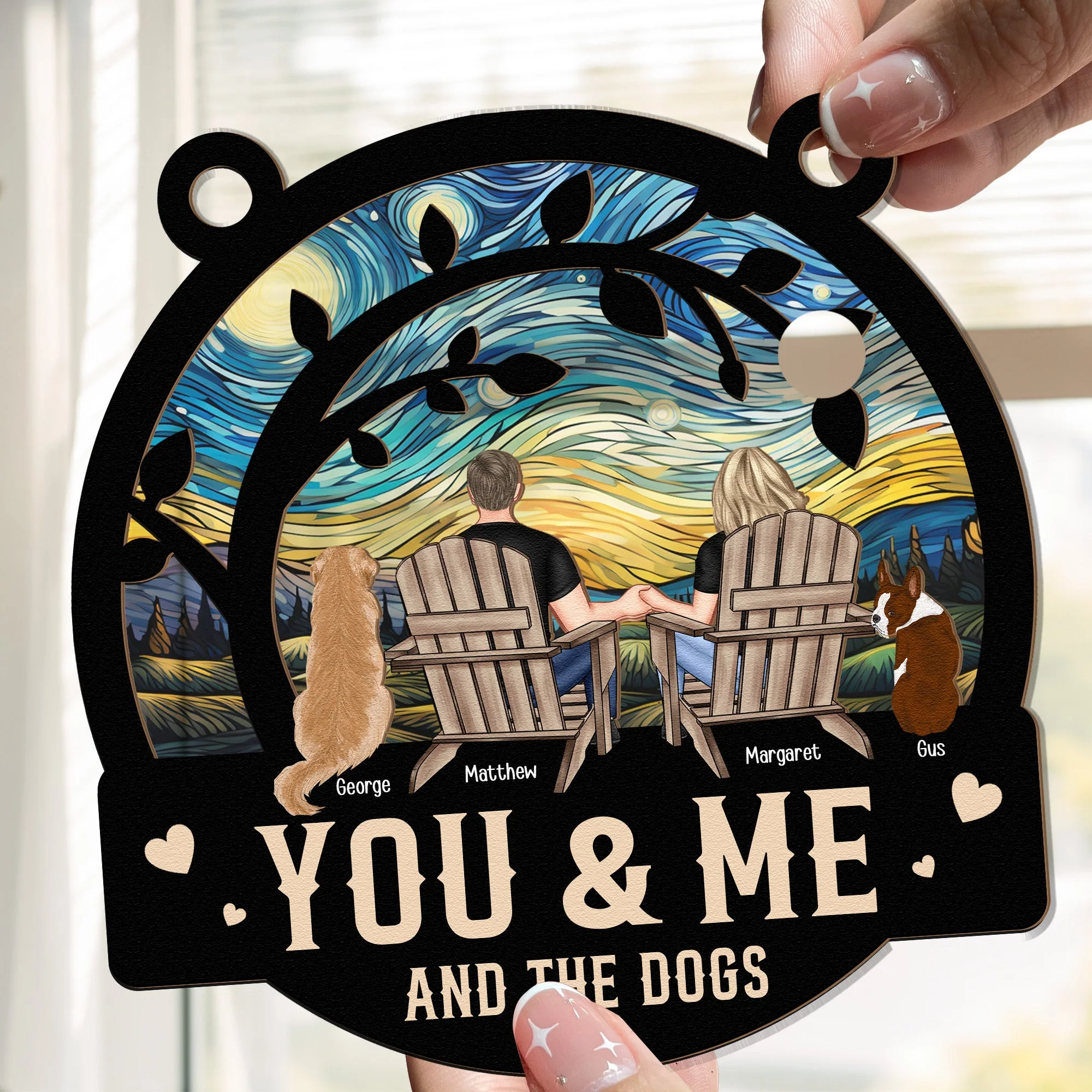 Starry Patio – “You, Me & the Dogs” Layered Ornament - Image 4