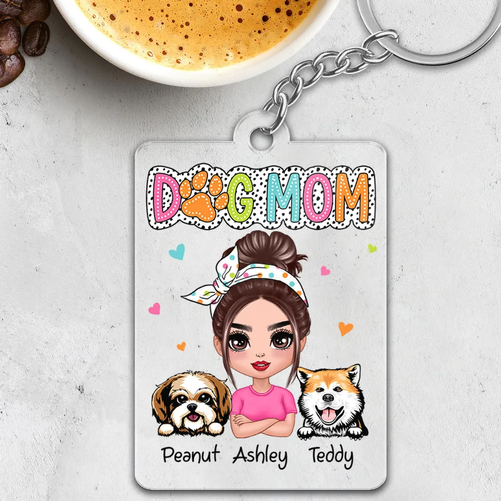 DOG MOM Personalized Acrylic Keychain – You & Your Pups - Image 3