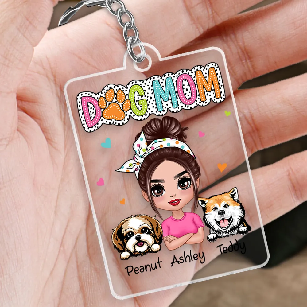 DOG MOM Personalized Acrylic Keychain – You & Your Pups - Image 7