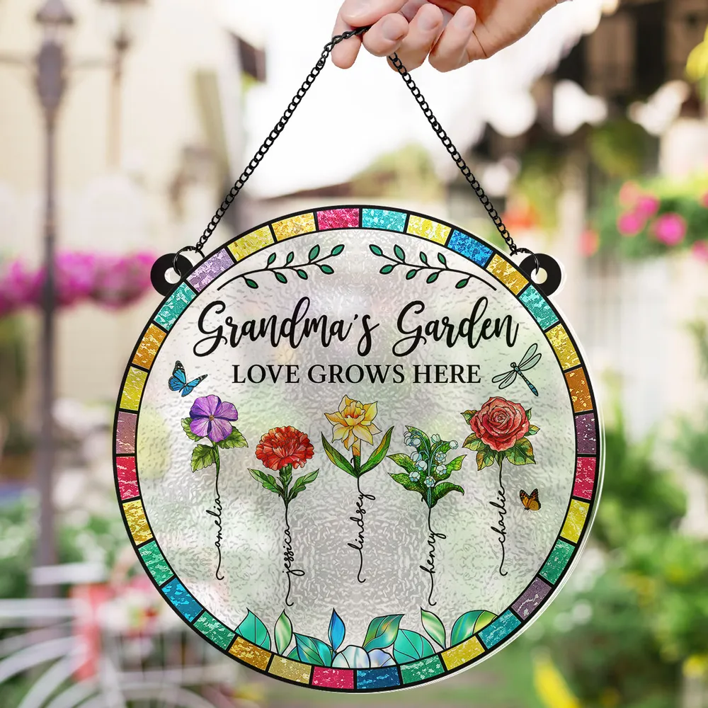 “Grandma’s Garden – Love Grows Here” Personalized Acrylic Suncatcher - Image 6