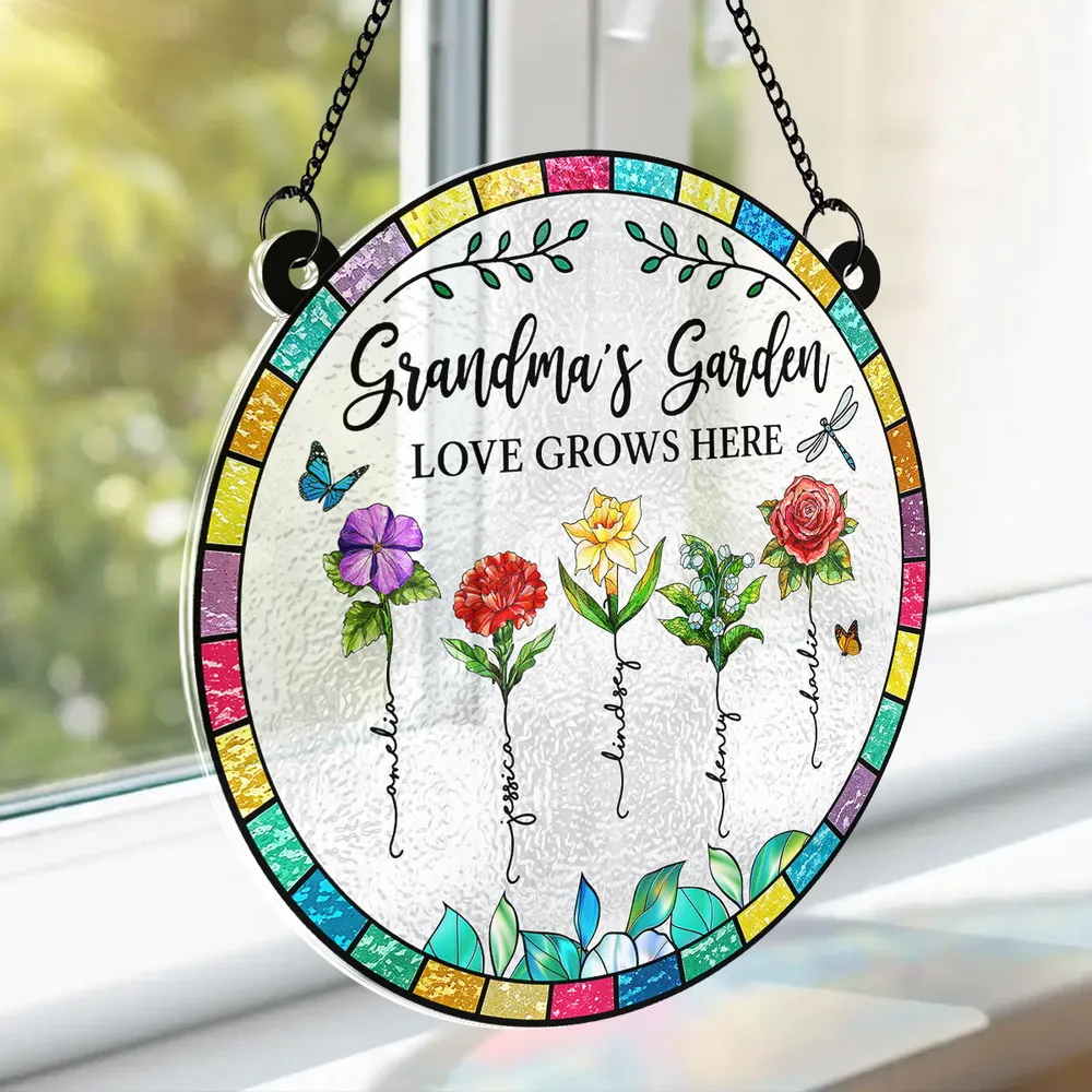 “Grandma’s Garden – Love Grows Here” Personalized Acrylic Suncatcher - Image 7