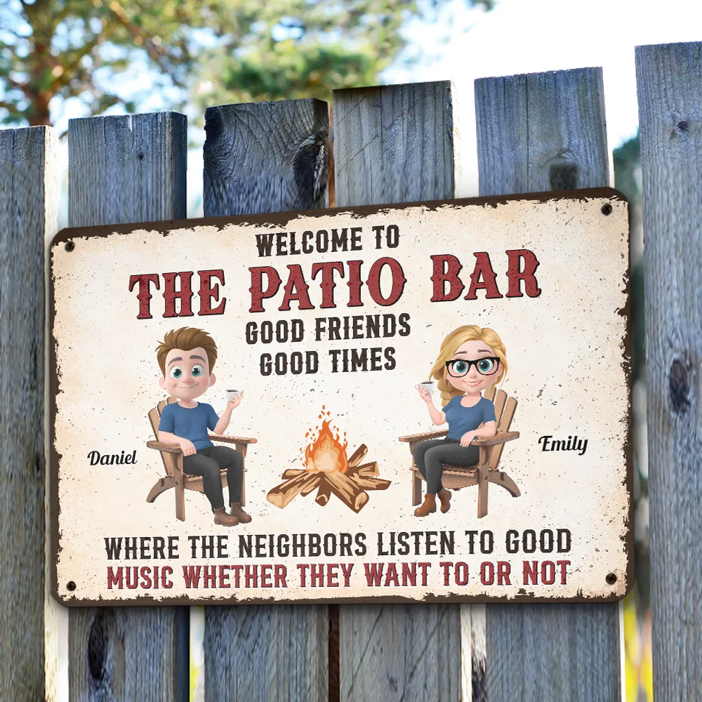 Welcome to The Backyard Bar Rectangular Iron Sign – Personalized Couple's Gift for Home Decor - Image 5
