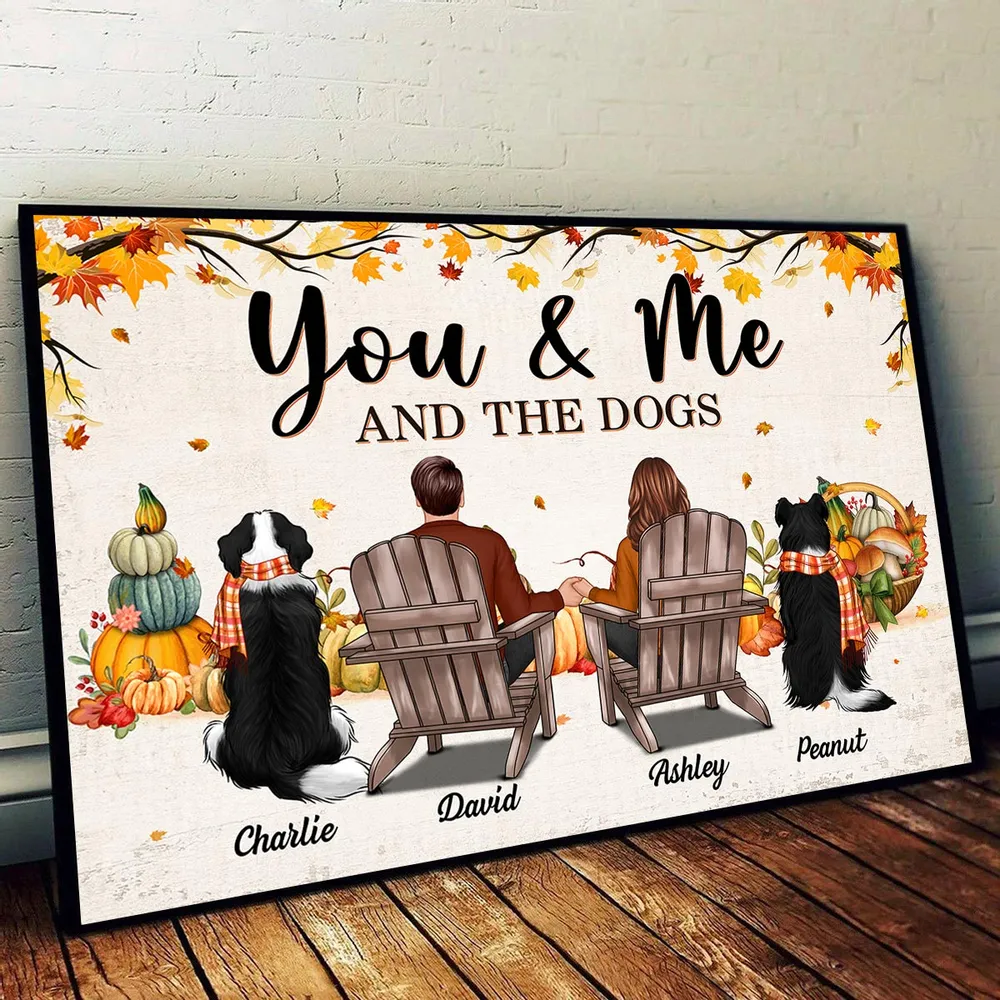 “You & Me and the Dogs” Personalized Autumn Poster – Cozy Gift for Couples - Image 3