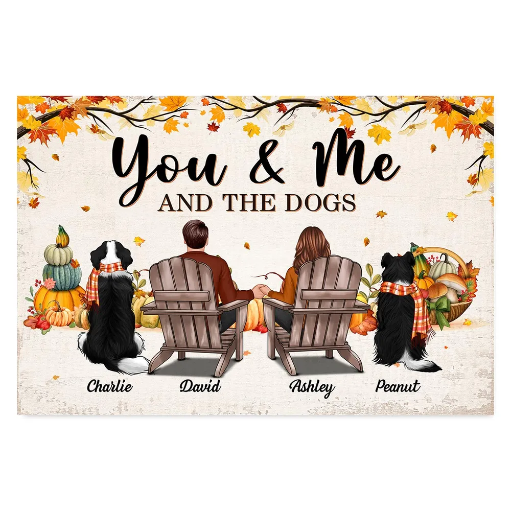 “You & Me and the Dogs” Personalized Autumn Poster – Cozy Gift for Couples - Image 4