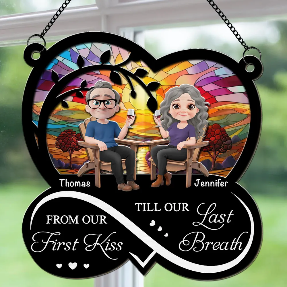 From Our First Kiss Till Our Last Breath – Personalized Wood & Acrylic Heart Ornament