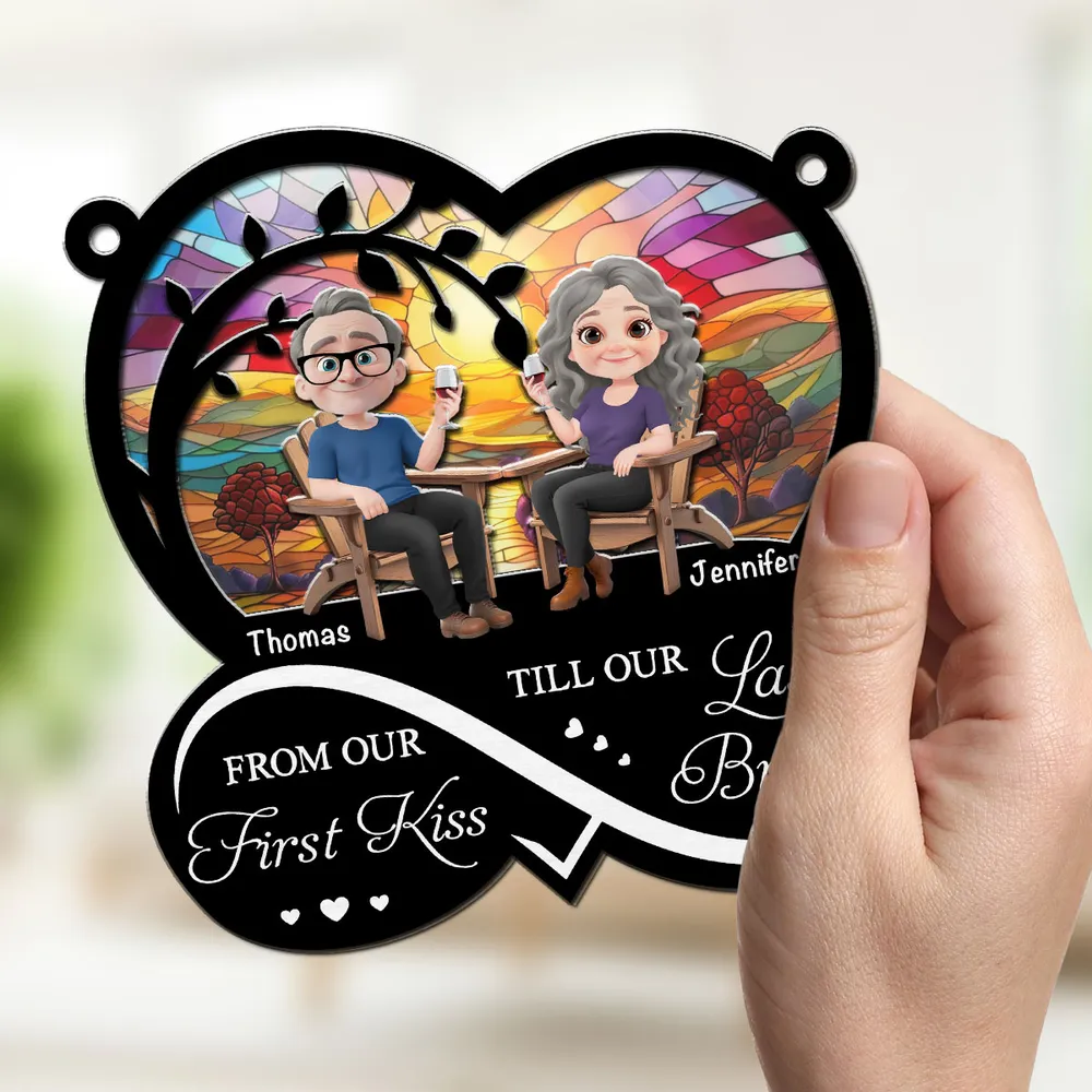 From Our First Kiss Till Our Last Breath – Personalized Wood & Acrylic Heart Ornament - Image 2