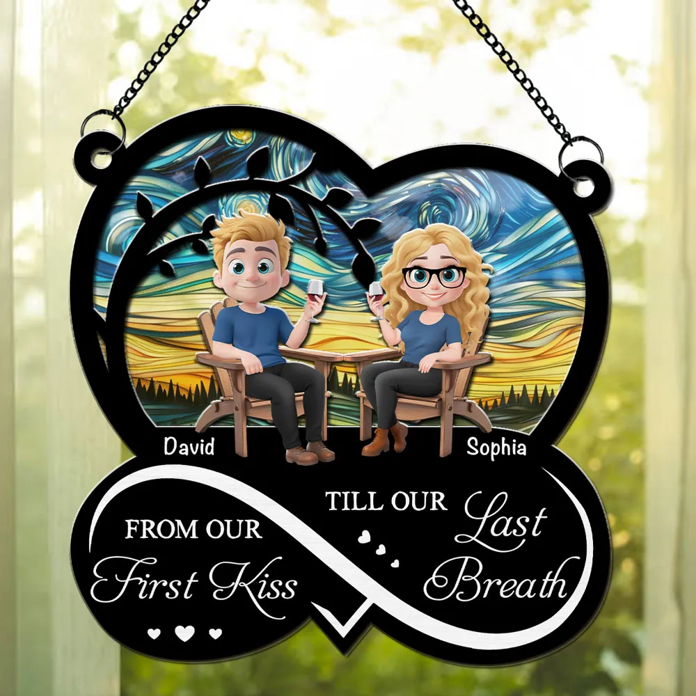 From Our First Kiss Till Our Last Breath – Personalized Wood & Acrylic Heart Ornament - Image 3