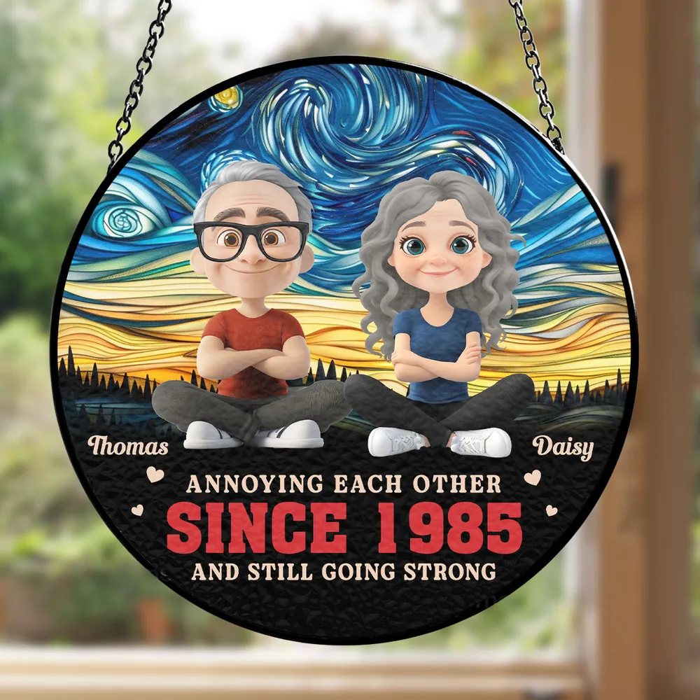 Annoying Each Other Since... – Personalized Glass Suncatcher Ornament for Couples - Image 3