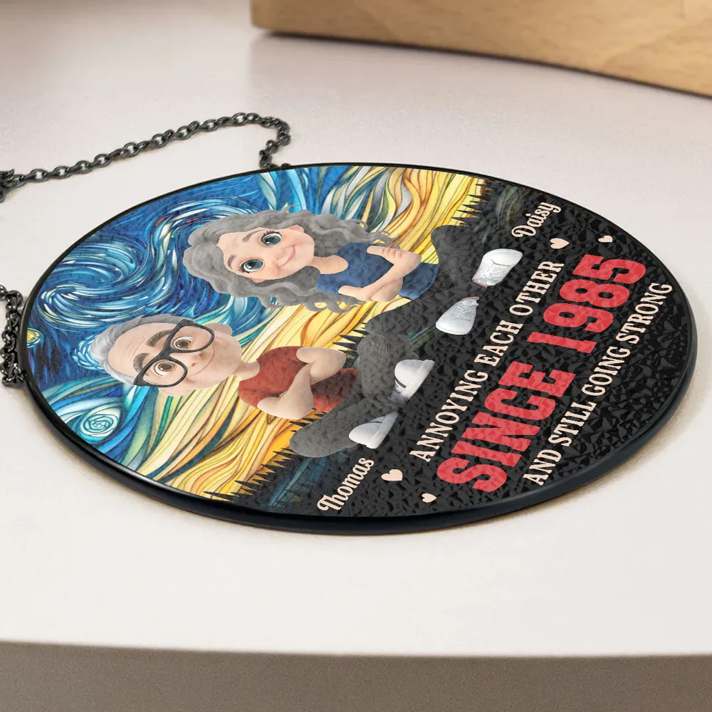 Annoying Each Other Since... – Personalized Glass Suncatcher Ornament for Couples - Image 4