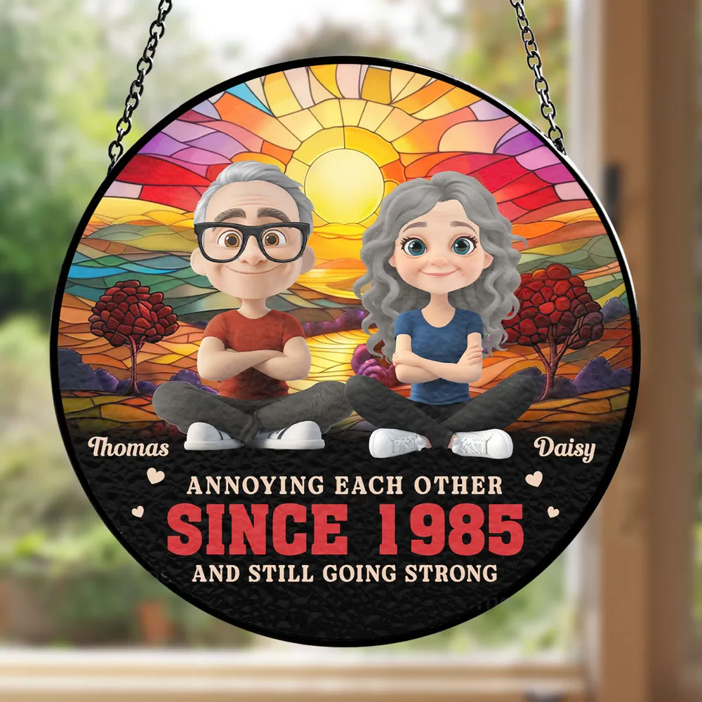 Annoying Each Other Since... – Personalized Glass Suncatcher Ornament for Couples - Image 5