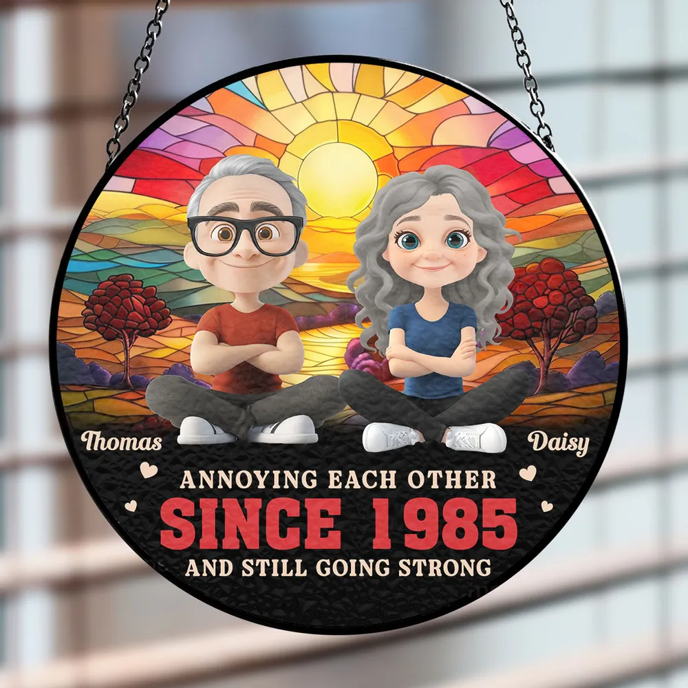 Annoying Each Other Since... – Personalized Glass Suncatcher Ornament for Couples - Image 6