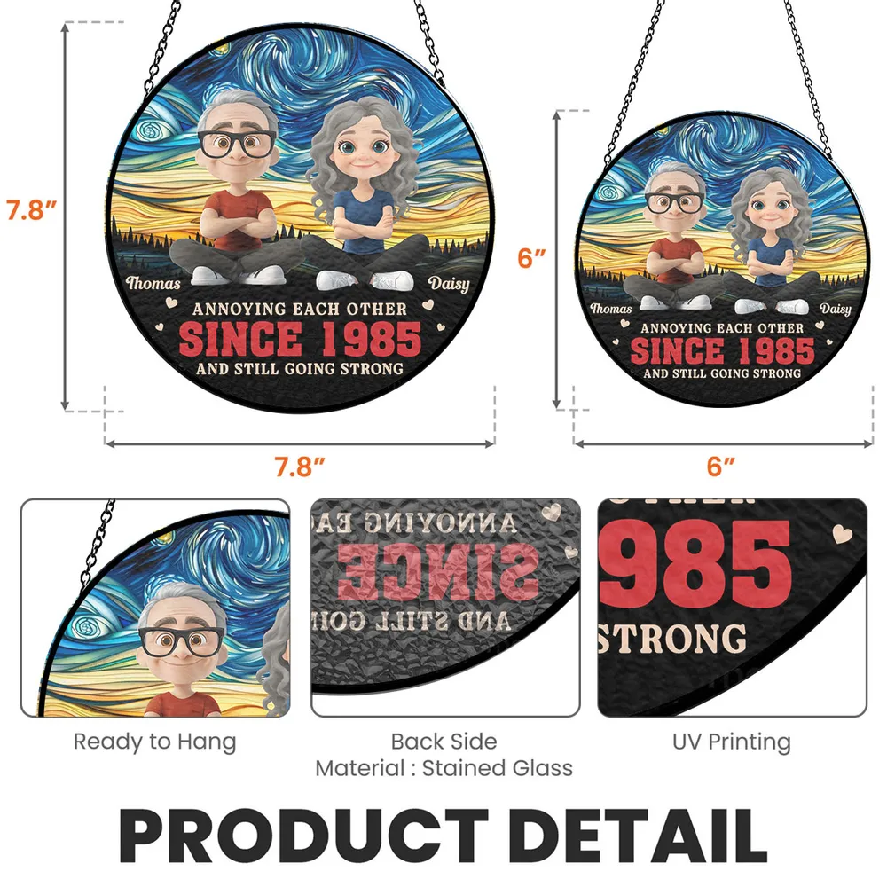 Annoying Each Other Since... – Personalized Glass Suncatcher Ornament for Couples - Image 7