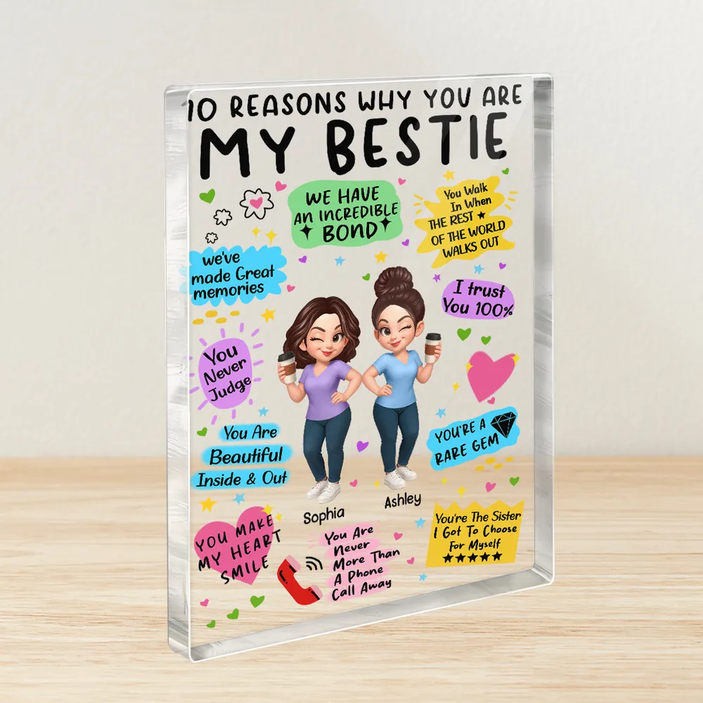 “10 Reasons Why You Are My Bestie” Personalized Acrylic Block Plaque - Image 2