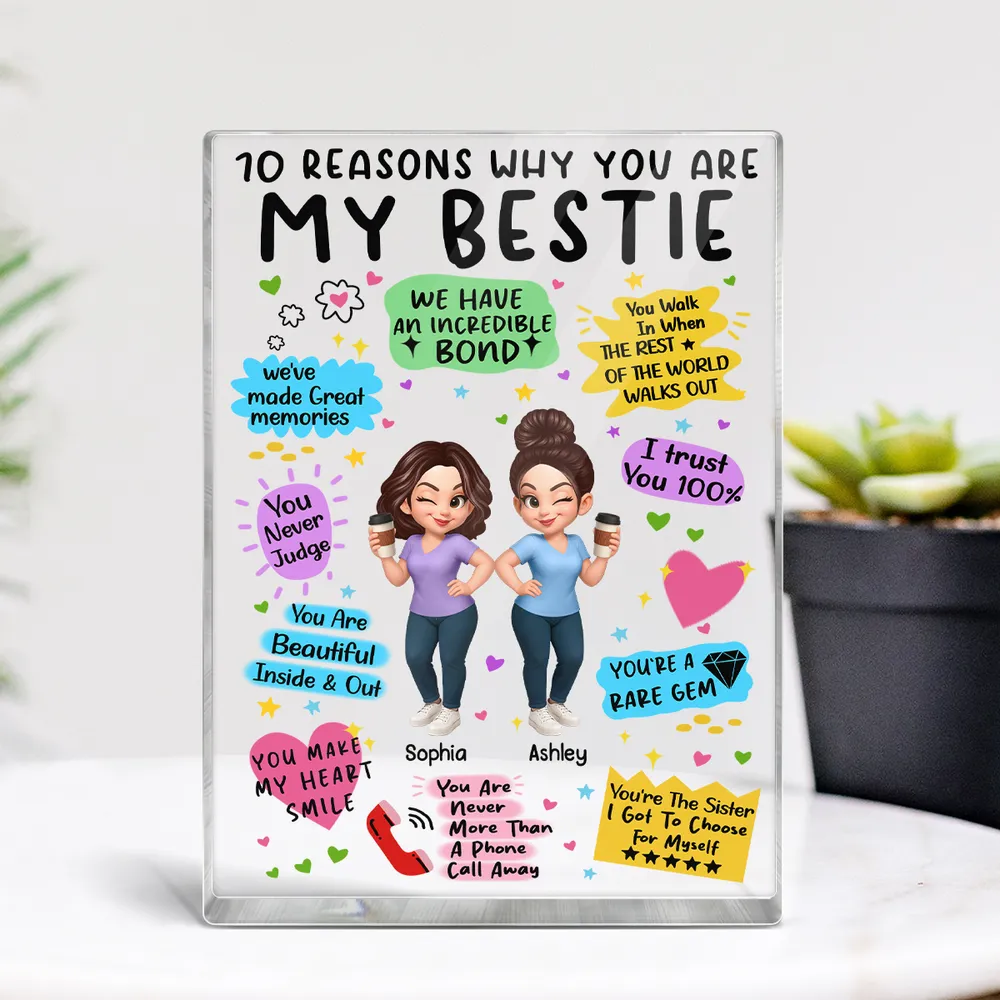 “10 Reasons Why You Are My Bestie” Personalized Acrylic Block Plaque - Image 4
